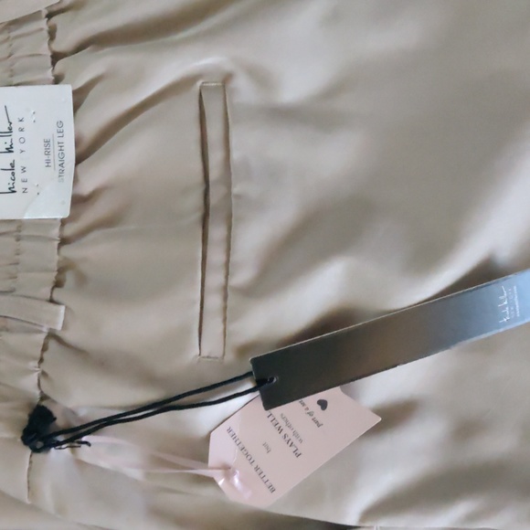 Nicole Miller High Rise Straight Leg Dress Women Pants. Color Taupe/Tan. Size L. - Picture 7 of 11